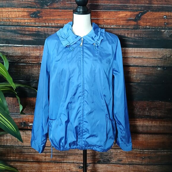 Zenergy Chicos Jacket Size 2 Large Full Zip Mock Hood Lightweight Blue Pockets - Picture 3 of 9